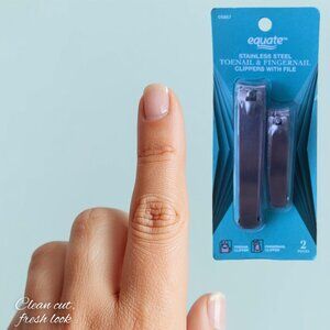 Equate Stainless Steel Nail Clippers Toe & Finger w/ File #05857 Heavy Duty